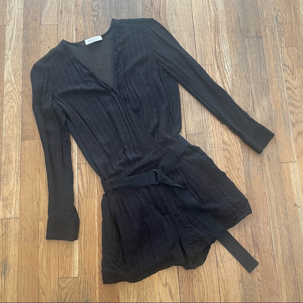 Sandro Belted Long Sleeve Romper, Size 1